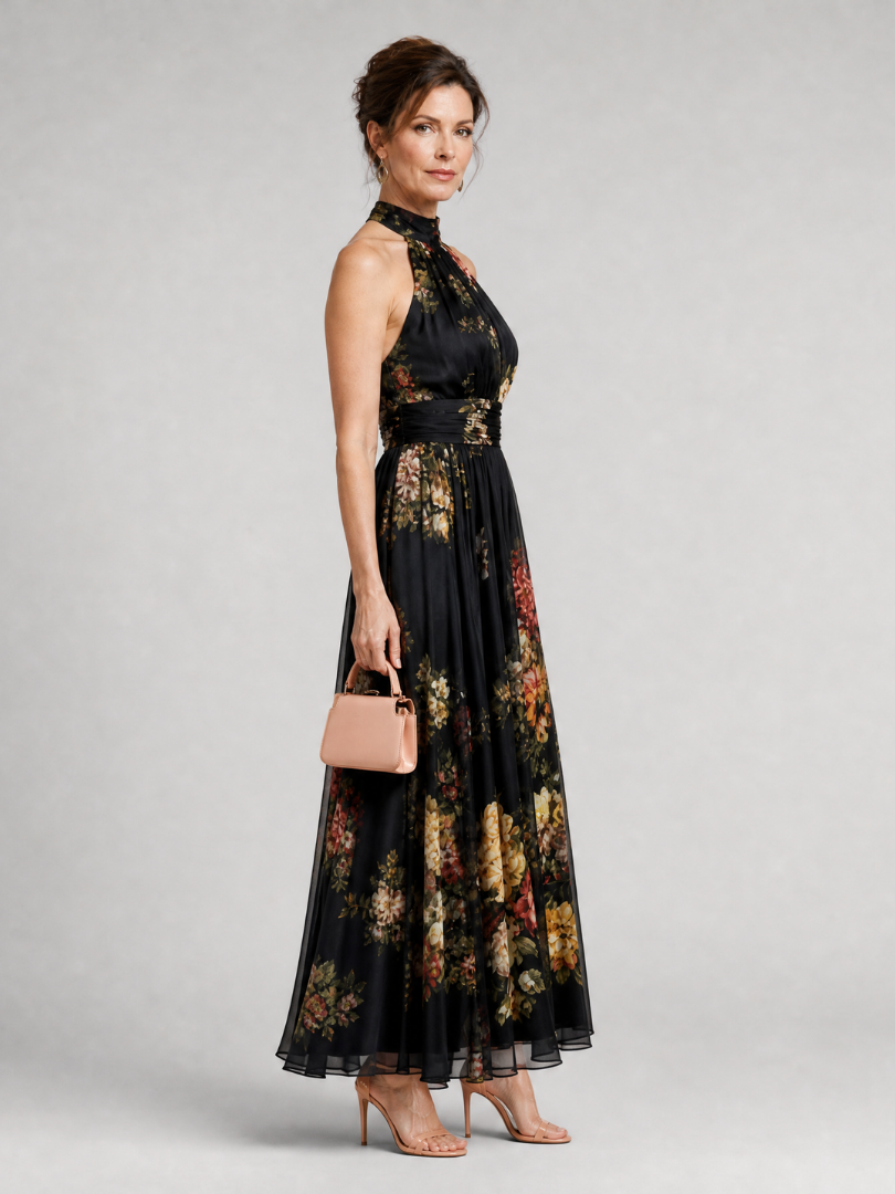 Sior™ Abito Midi con Scollo All'Americana a Fiori