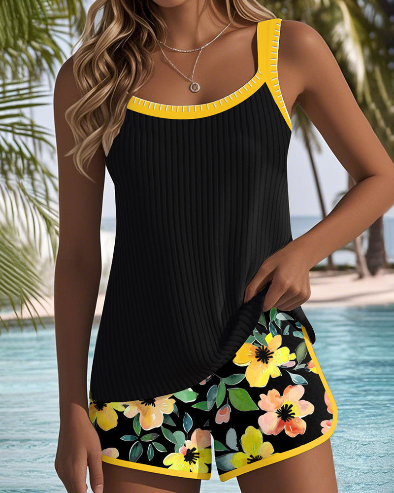Federica - Set di Tankini a Costine con Pantaloni Corti