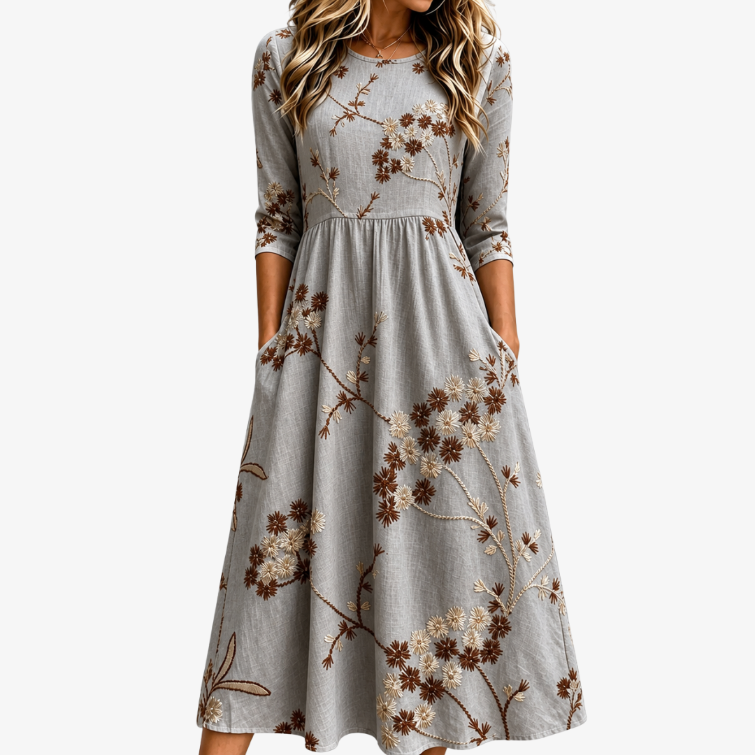 Abito Midi con Tasche "Autumn Blossom"