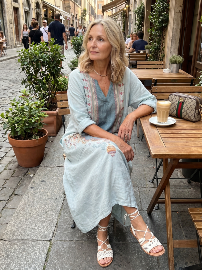 Kassiani | Abito midi oversized con pannello decorato ricamato