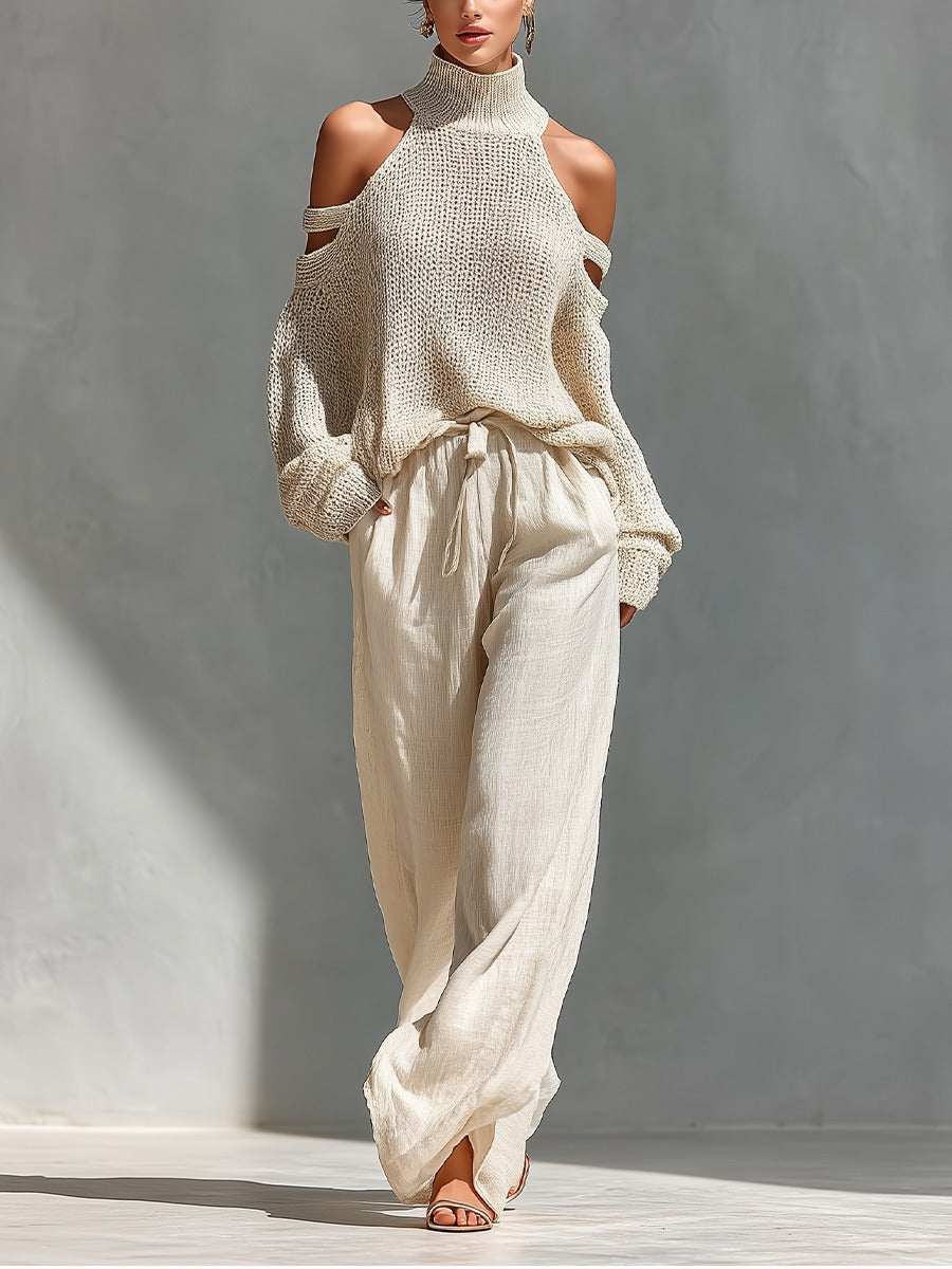 Ava | Knit Two-Piece Set with Cold-Shoulder Top