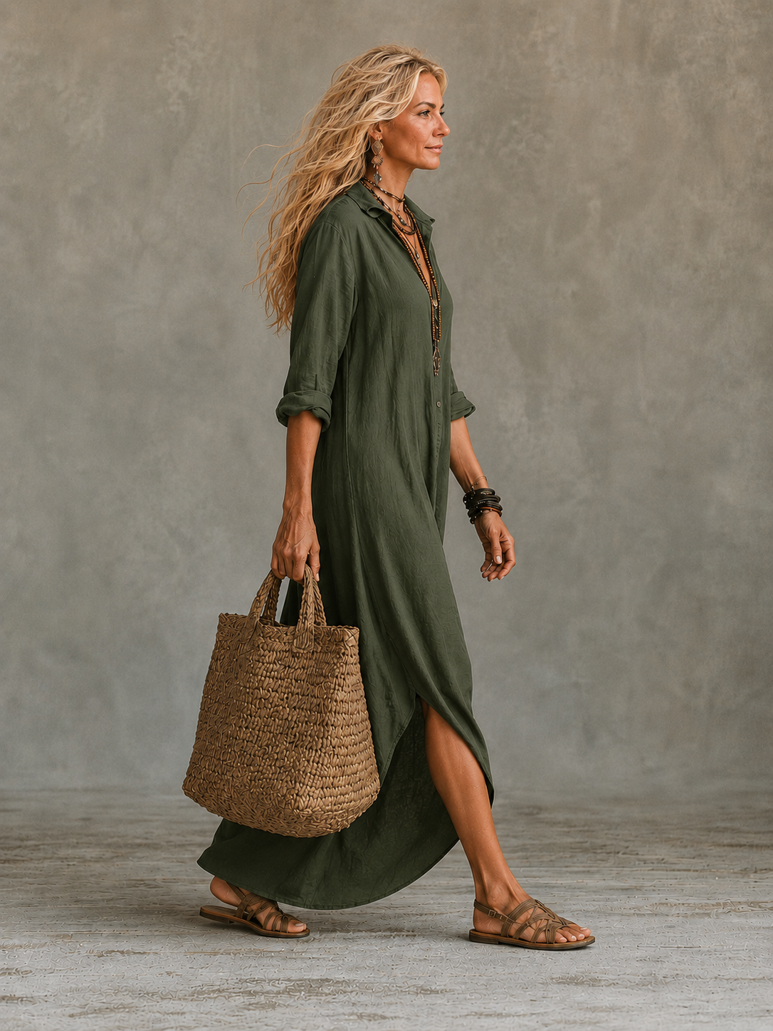 Vivienne | Abito Maxi con Bottoni per Donne