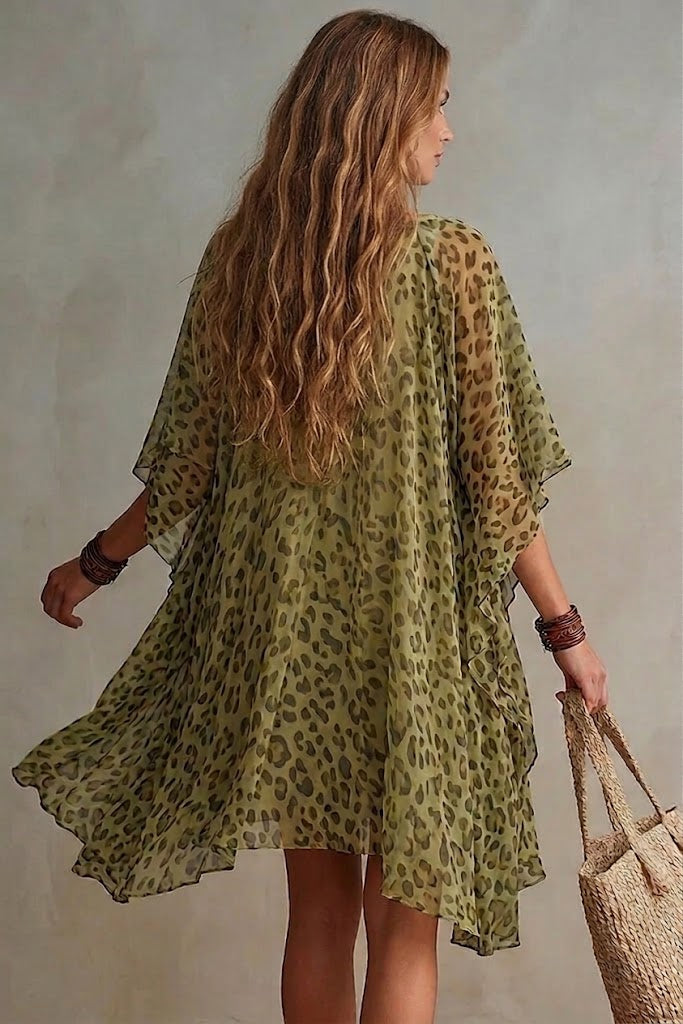 Auroreh | Flowing Chiffon Leopard Print Dress