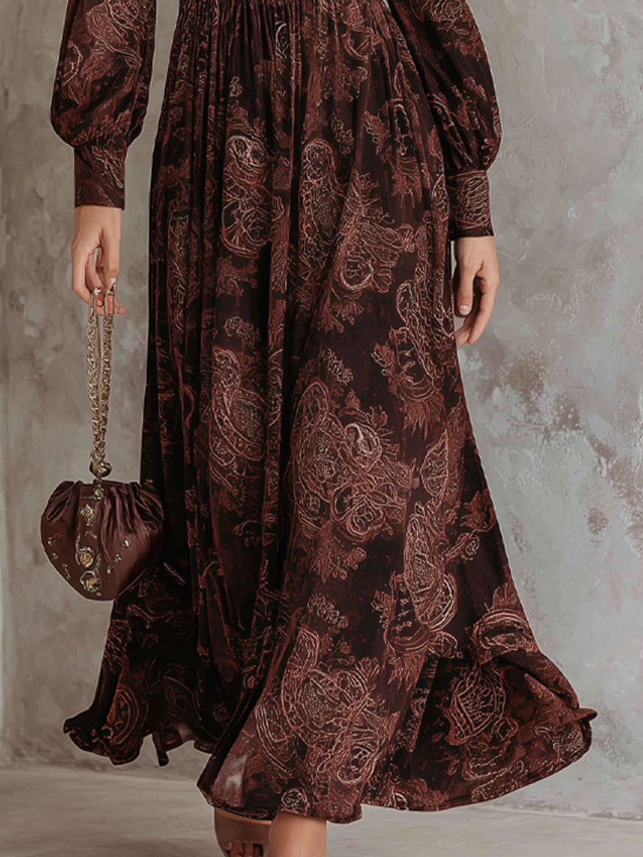 Sveva | Abito Midi Fantasia Paisley – Lucia Toscana