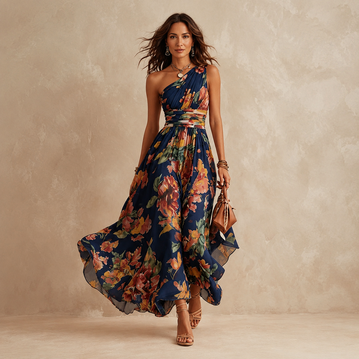 Celeste | Maxi Floral a Spalla Unica