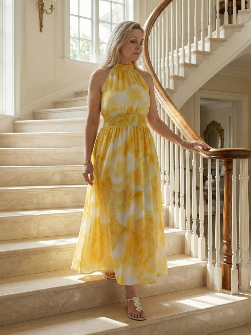 Sylin | Abito Midi con Scollo All'Americana Arricciato