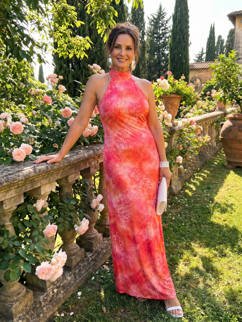 Coraline™ Abito Maxi con Scollo Halter e Motivo Stampato