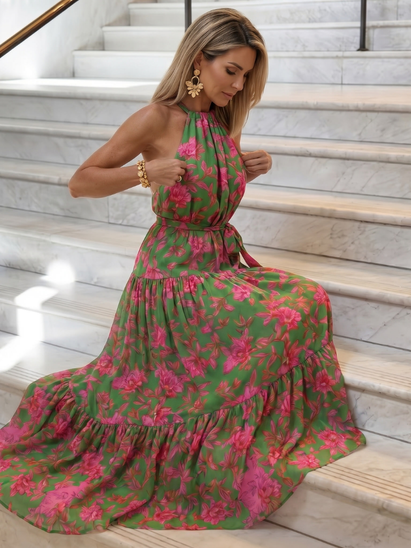 Rowen™ Abito Midi Drappeggiato con Scollo All'Americana