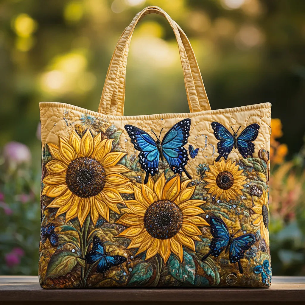 Borsa Artigianale - Girasole e Farfalla Blu