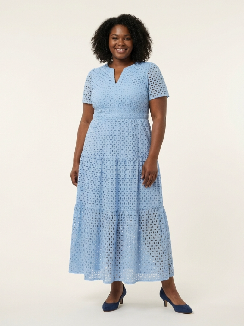 Brielle | Vestito Midi a Maniche Corte con Scollatura a V