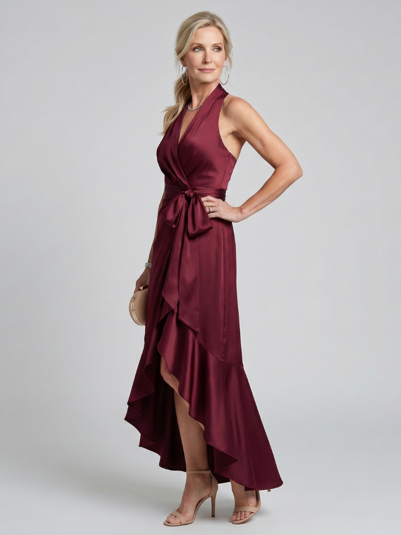 Honora | Abito Midi Asimmetrico con Collo Halter
