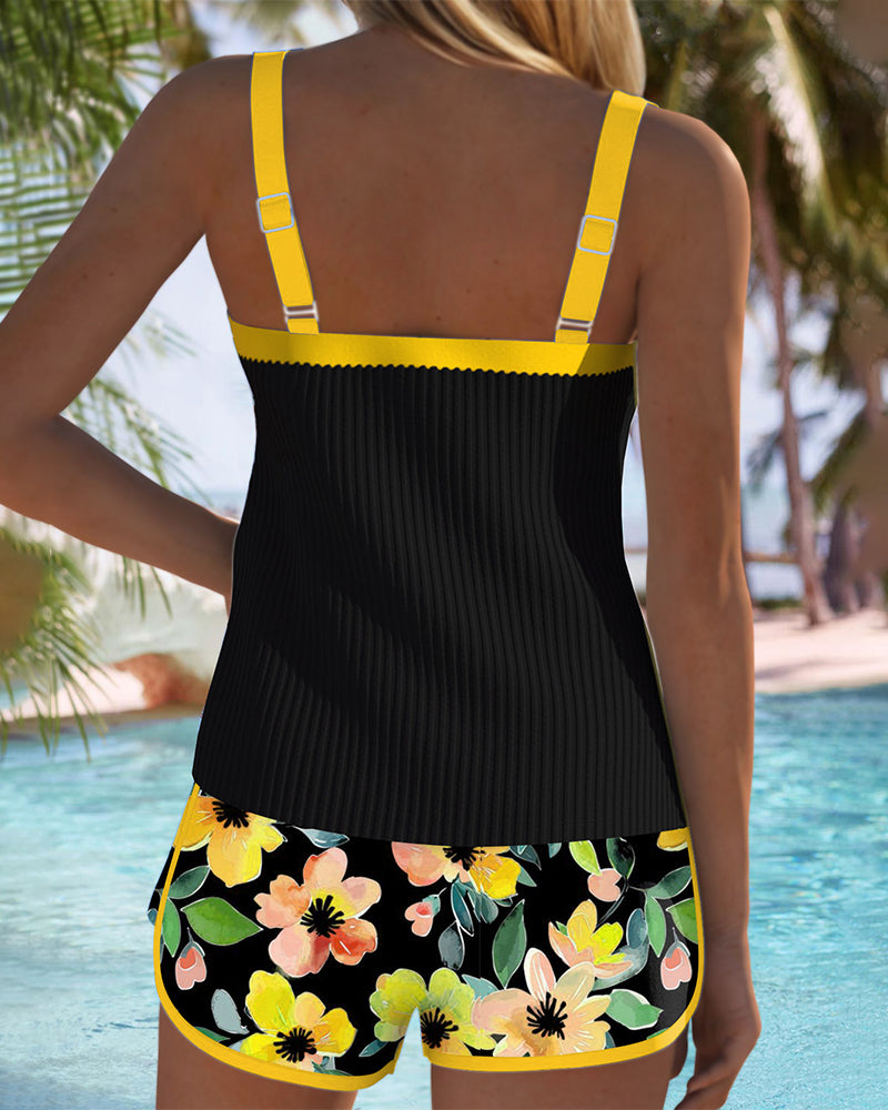 Federica - Set di Tankini a Costine con Pantaloni Corti
