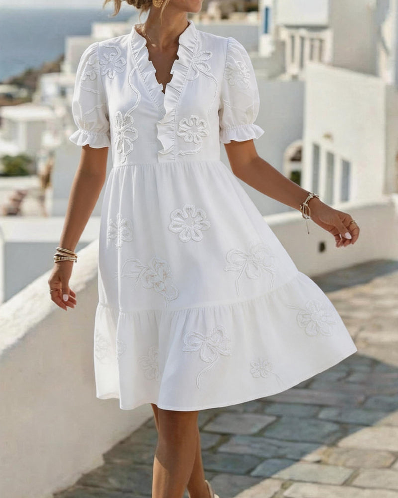 Elisa | Abito Midi con Balze e Bottoni – Lucia Toscana