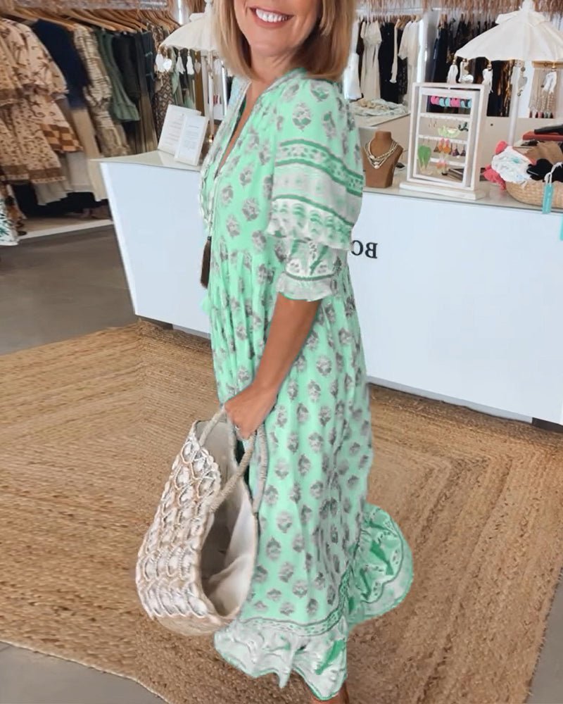 Mana | Abito Floreale Chic con Scollatura a V