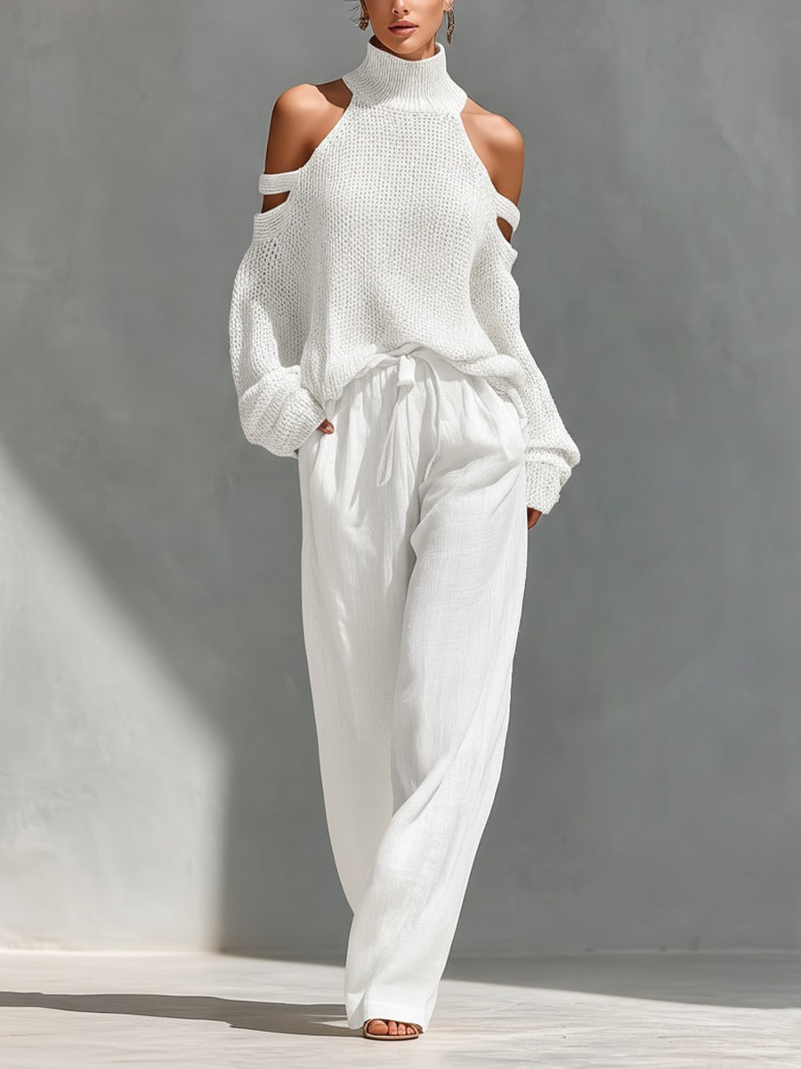 Ava | Knit Two-Piece Set with Cold-Shoulder Top