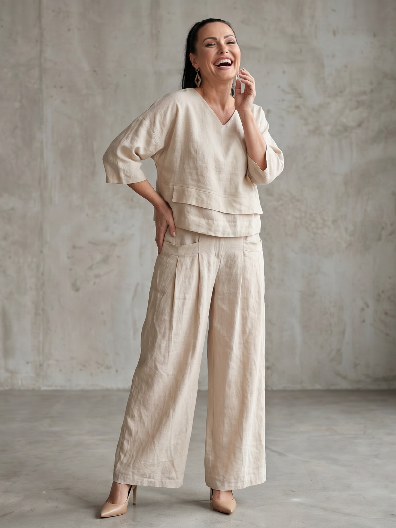 Fiume | Set Top a Strati con Pantaloni Ampi
