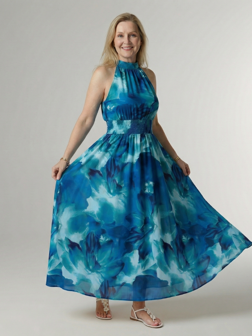 Sylin | Abito Midi con Scollo All'Americana Arricciato