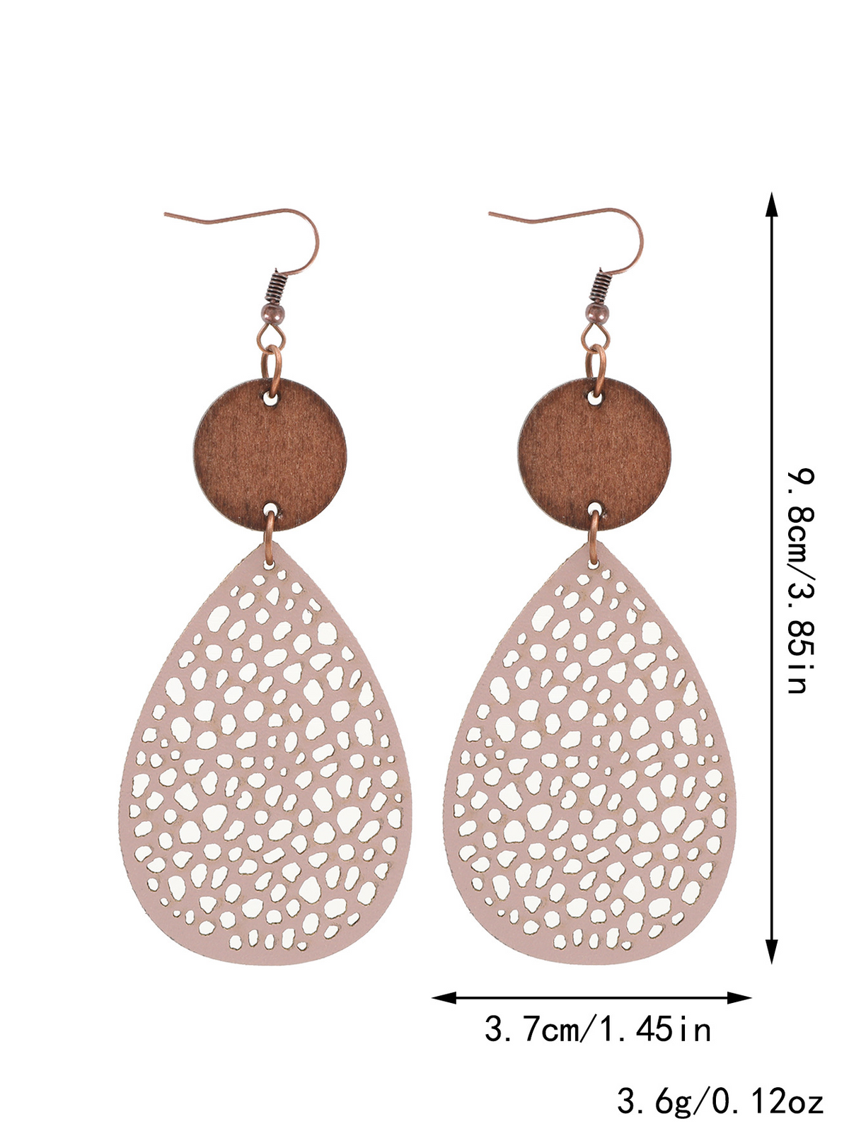 Eliana - Orecchini a pendente in PU pelle vintage con intagli