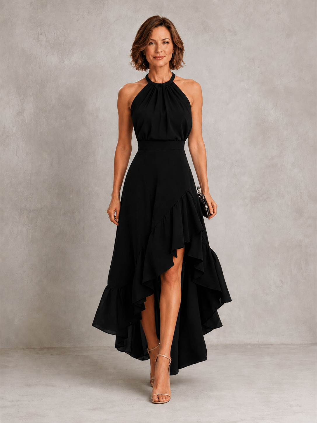 Chloe | Abito con Scollo Halter e Orlo a Volant