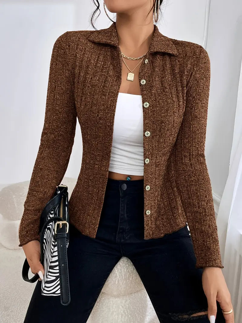 Cardigan in poliestere lavorato a maglia per donne