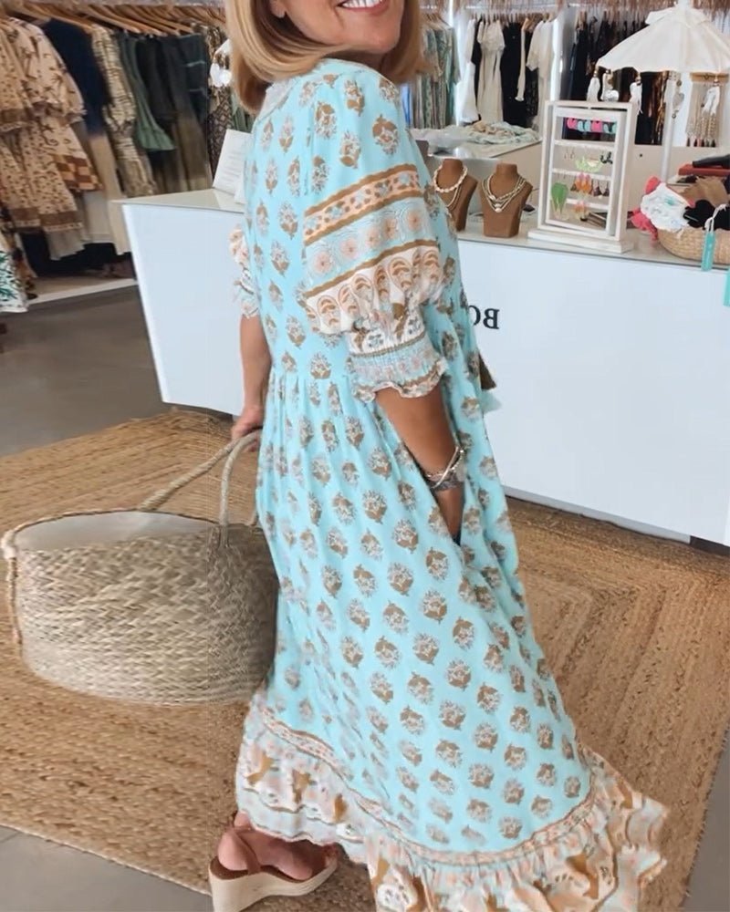 Mana | Abito Floreale Chic con Scollatura a V