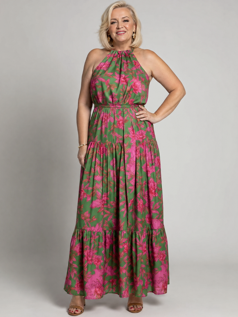 Rowen™ Abito Midi Drappeggiato con Scollo All'Americana
