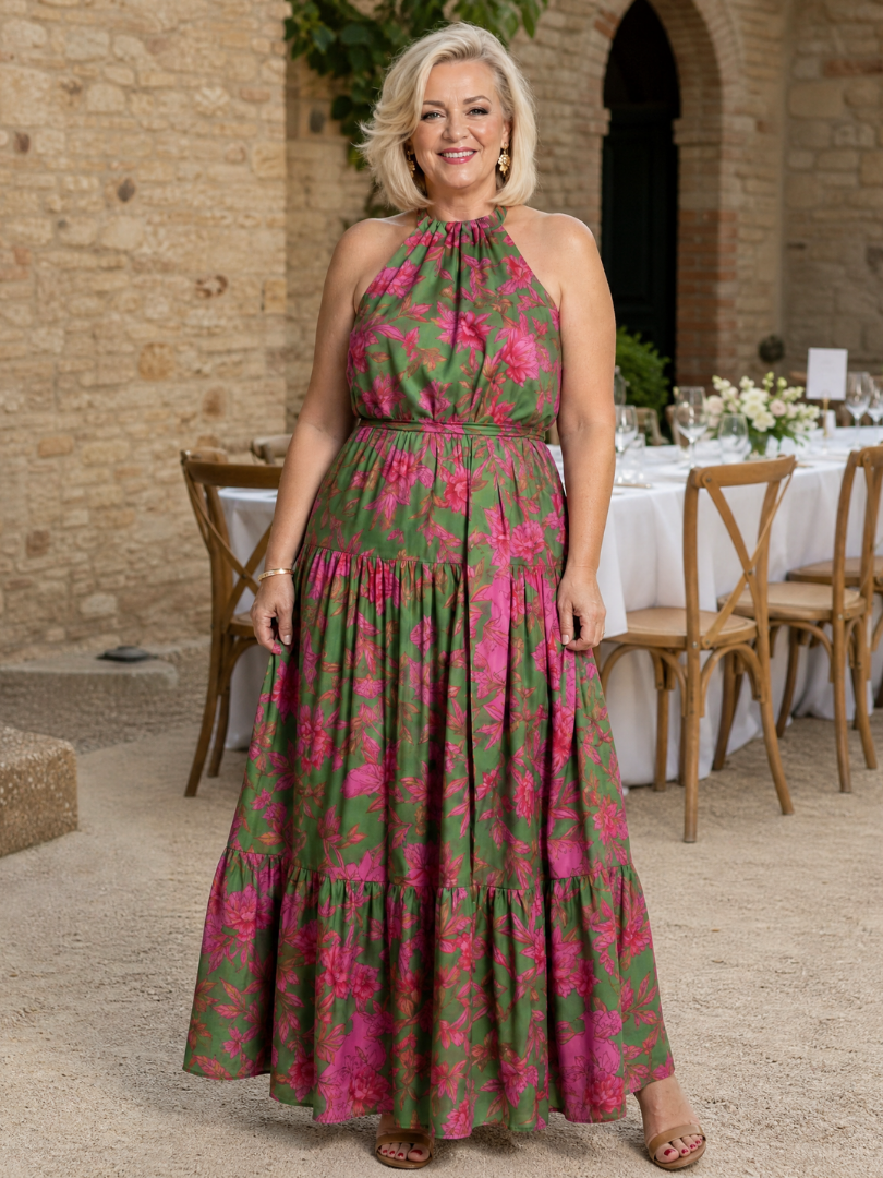 Rowen™ Abito Midi Drappeggiato con Scollo All'Americana