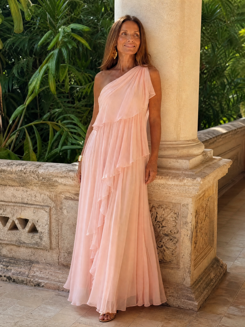 Ela | Abito Maxi con Rouches a Cascata