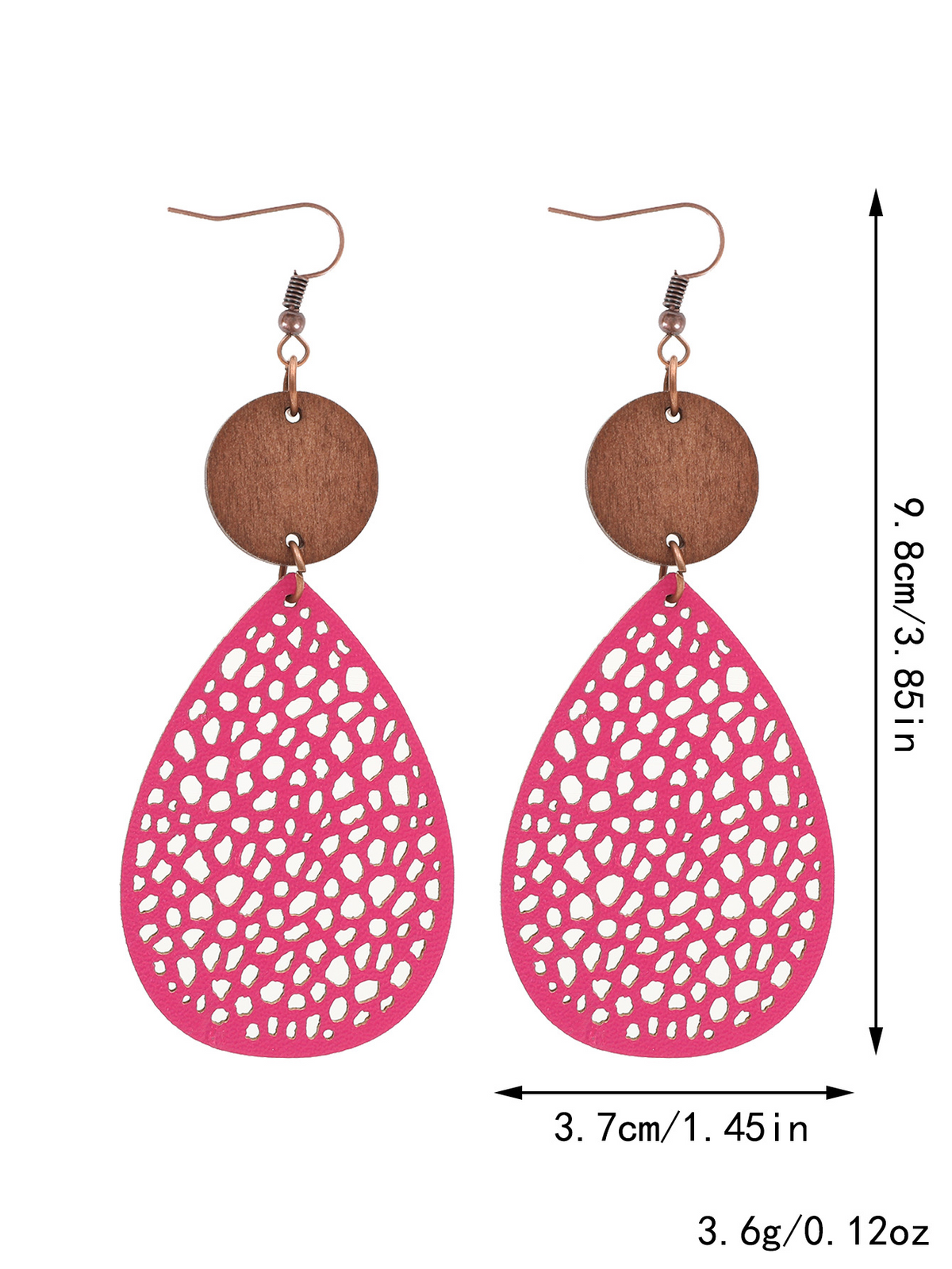 Eliana - Orecchini a pendente in PU pelle vintage con intagli