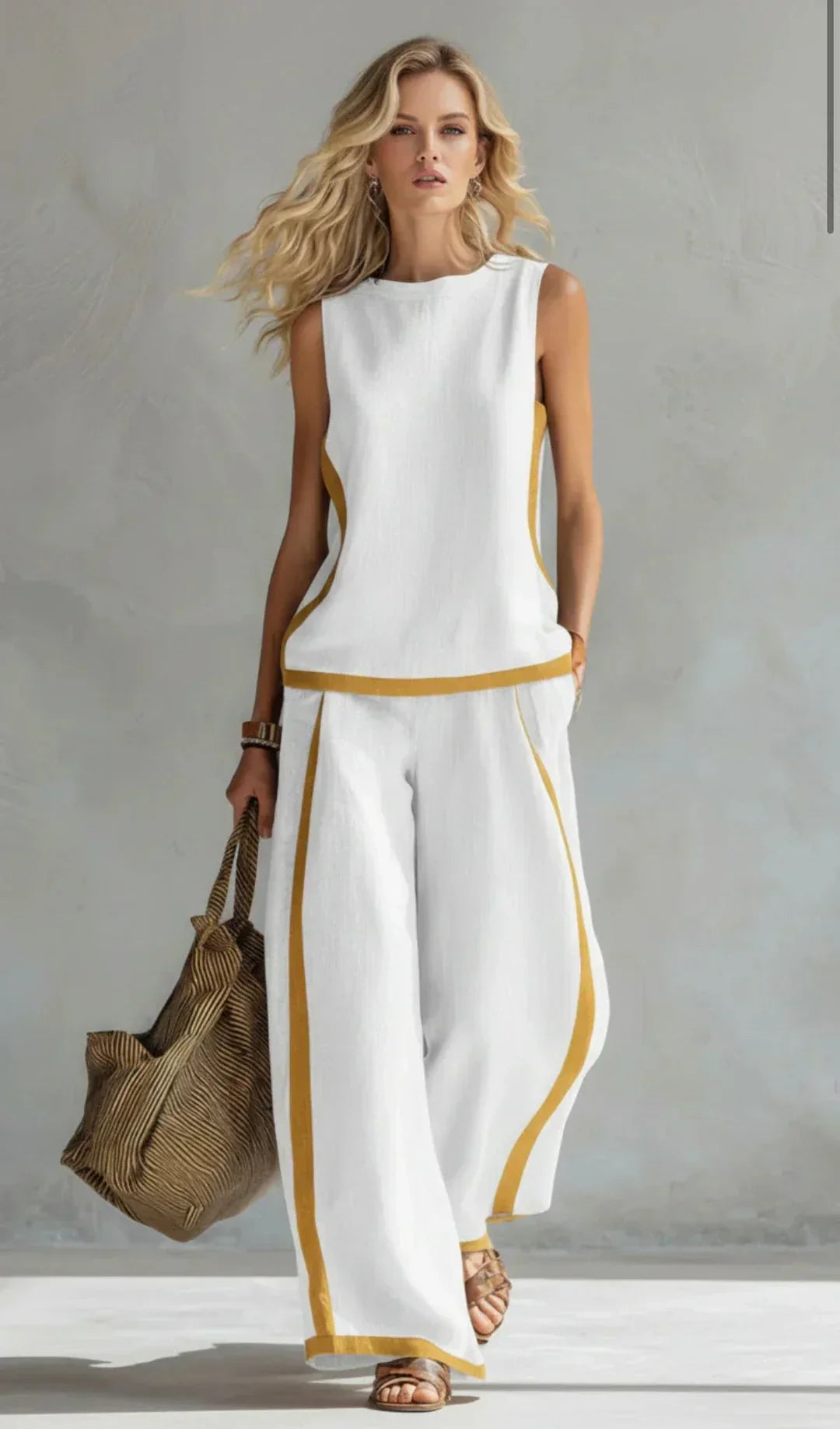 Ursula - Set Elegante e Casual di Gilet e Pantaloni con Finiture Bicolore