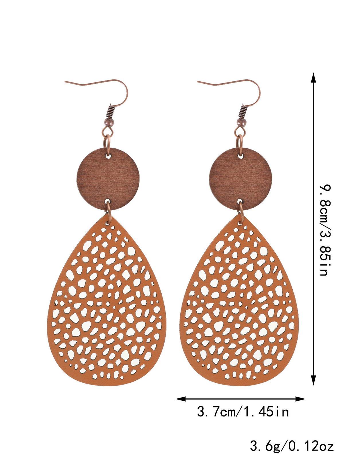 Eliana - Orecchini a pendente in PU pelle vintage con intagli