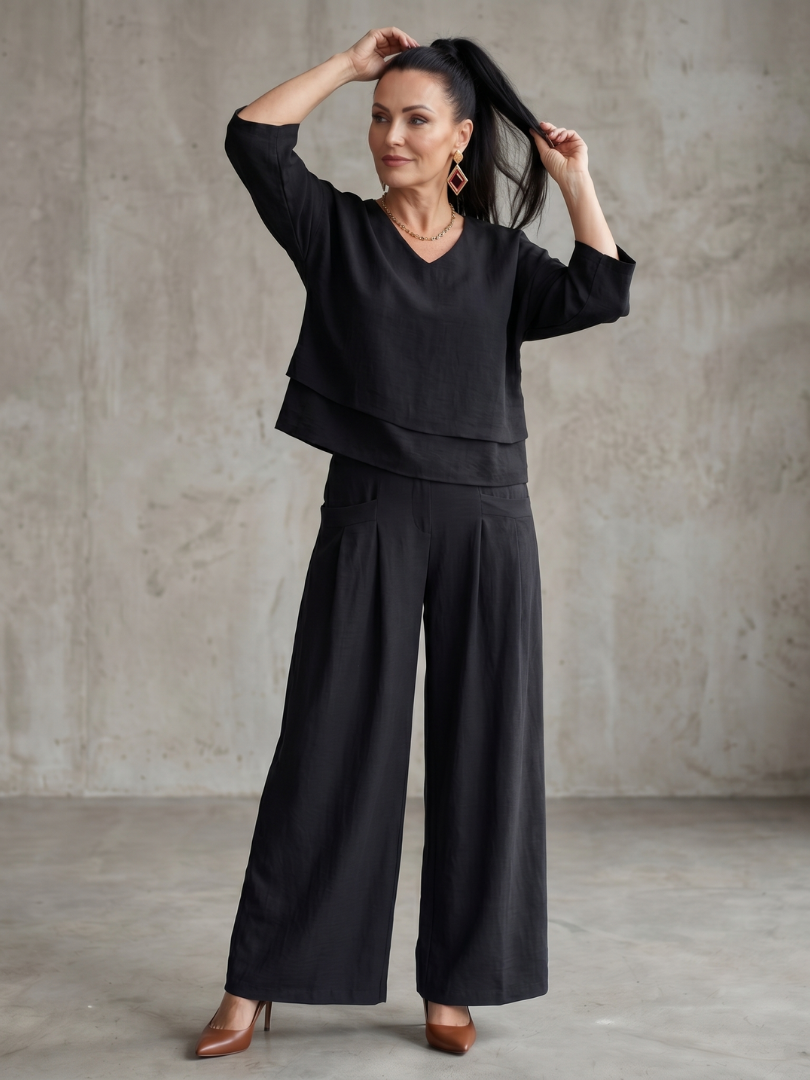 Fiume | Set Top a Strati con Pantaloni Ampi