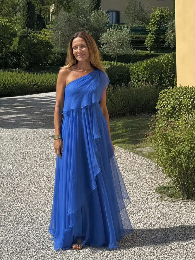 Ela | Abito Maxi con Rouches a Cascata