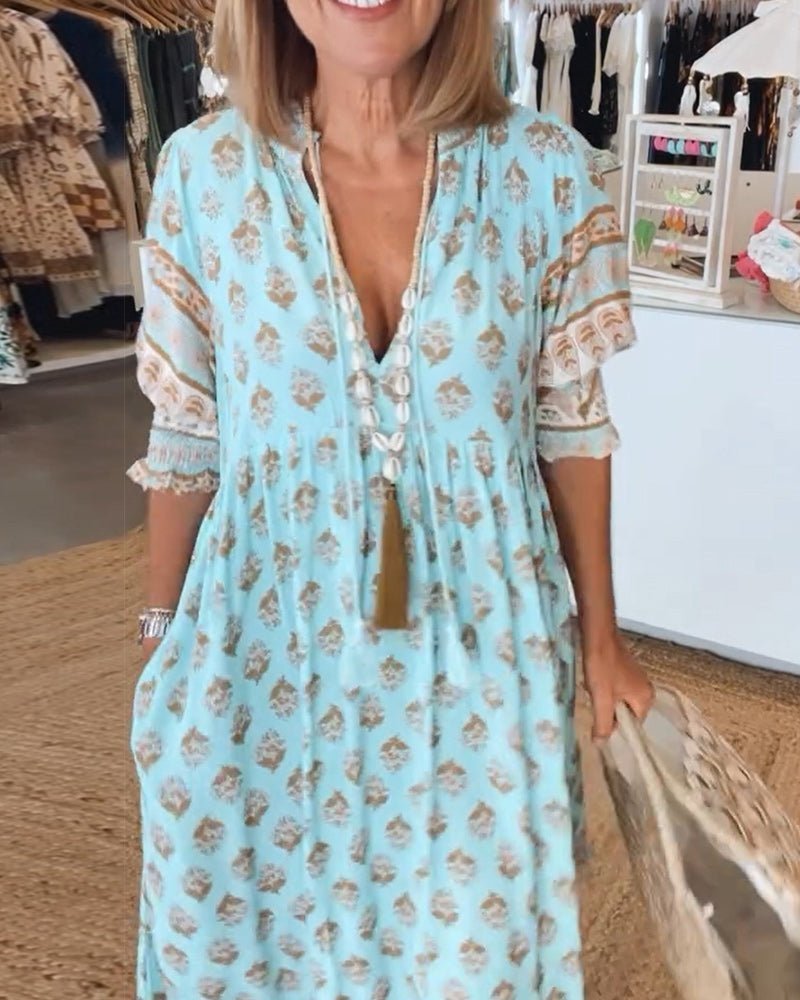 Mana | Abito Floreale Chic con Scollatura a V