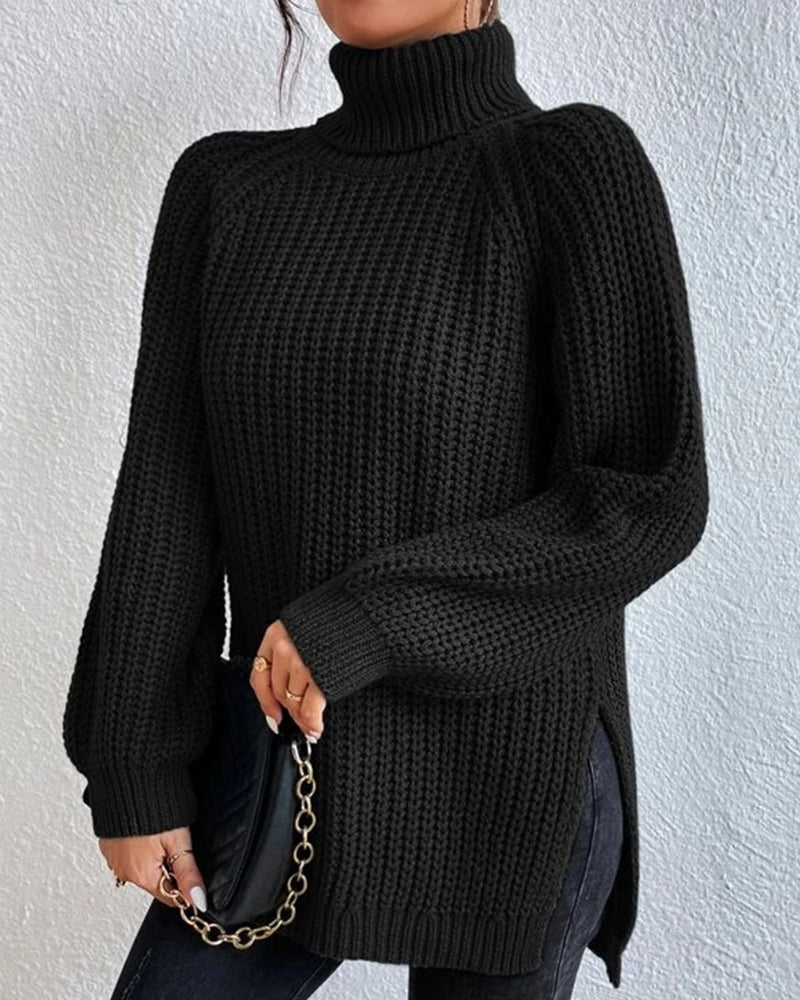 Millicent | Maglione a Collo Alto a Costine Confortevole
