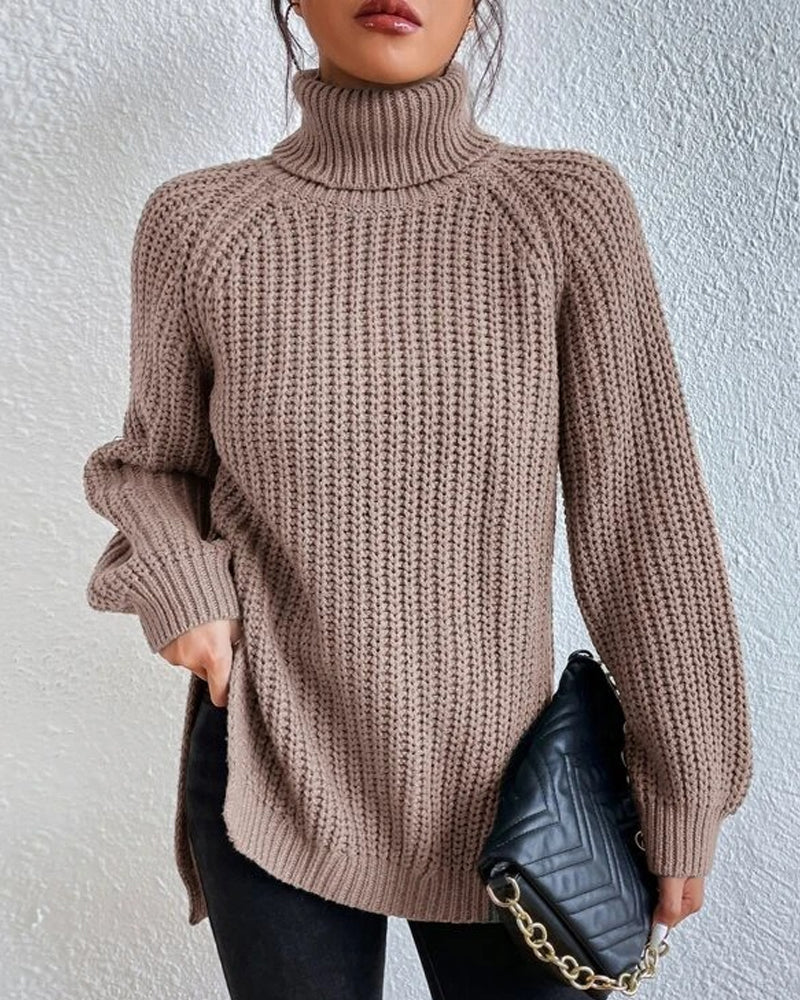 Millicent | Maglione a Collo Alto a Costine Confortevole