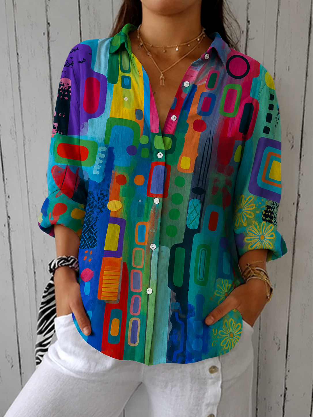 Catalina | Blusa Button-Up Artistica e Vivace