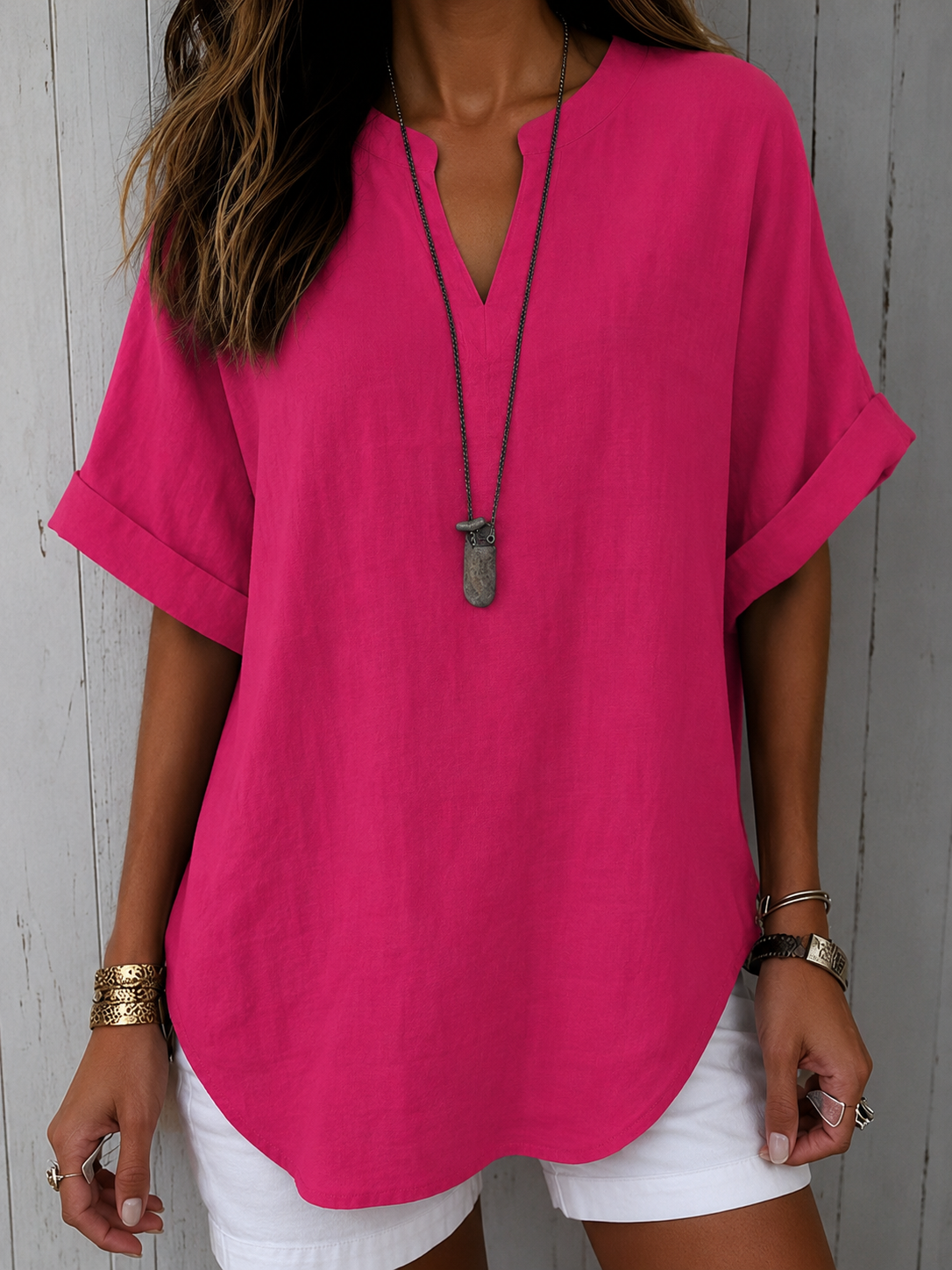 Emma™ – Blusa Casual Semplice a Manica Corta