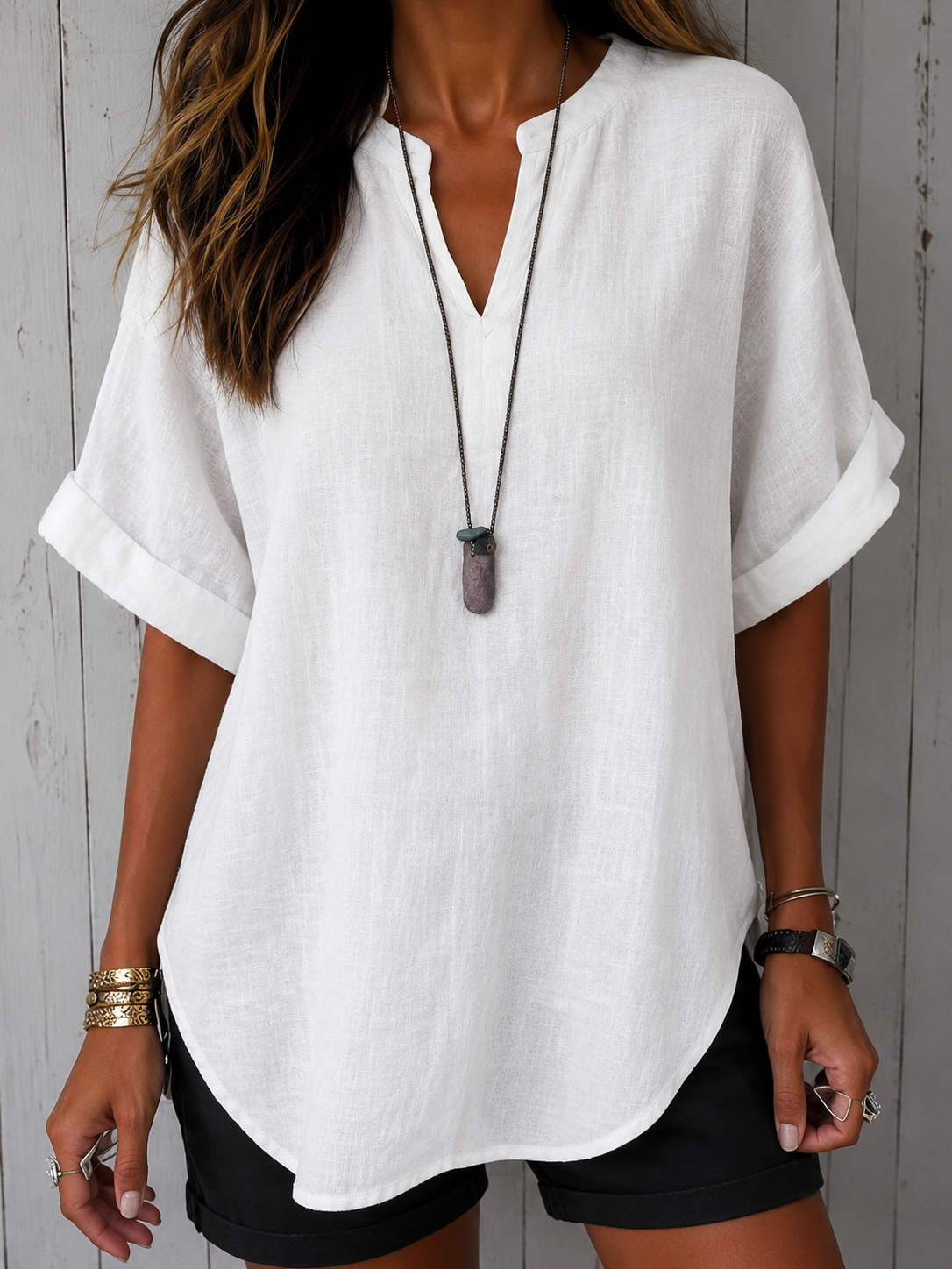 Emma™ – Blusa Casual Semplice a Manica Corta