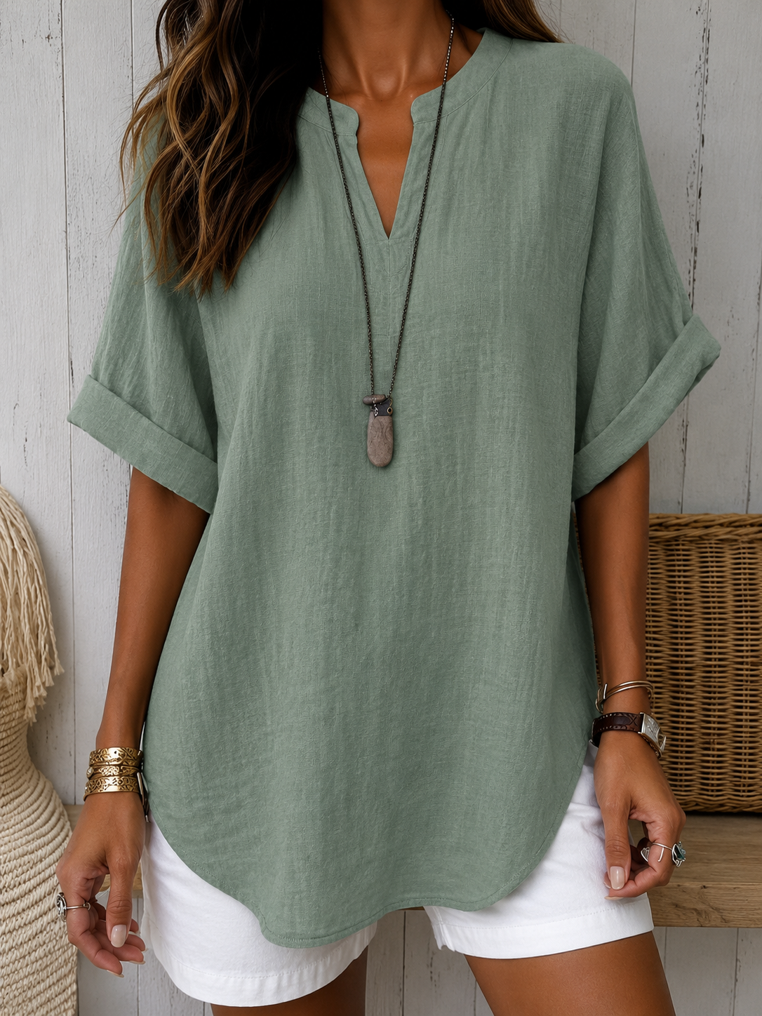 Emma™ – Blusa Casual Semplice a Manica Corta
