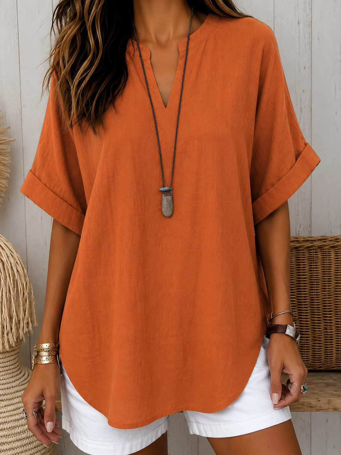 Emma™ – Blusa Casual Semplice a Manica Corta