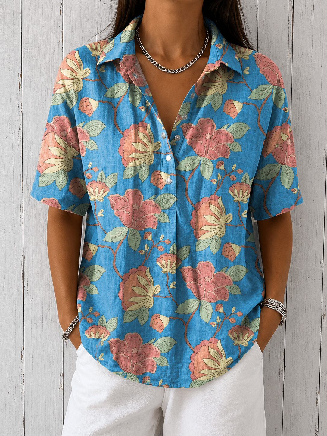 Lynaa - Blusa Elegante con Stampa Floreale