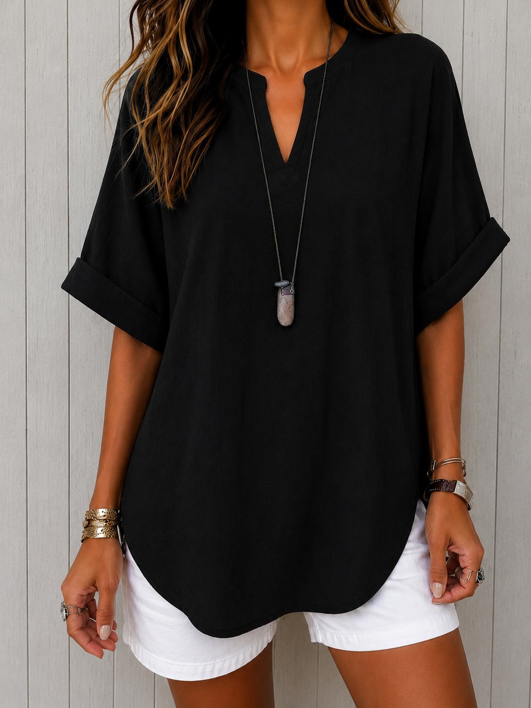 Emma™ – Blusa Casual Semplice a Manica Corta