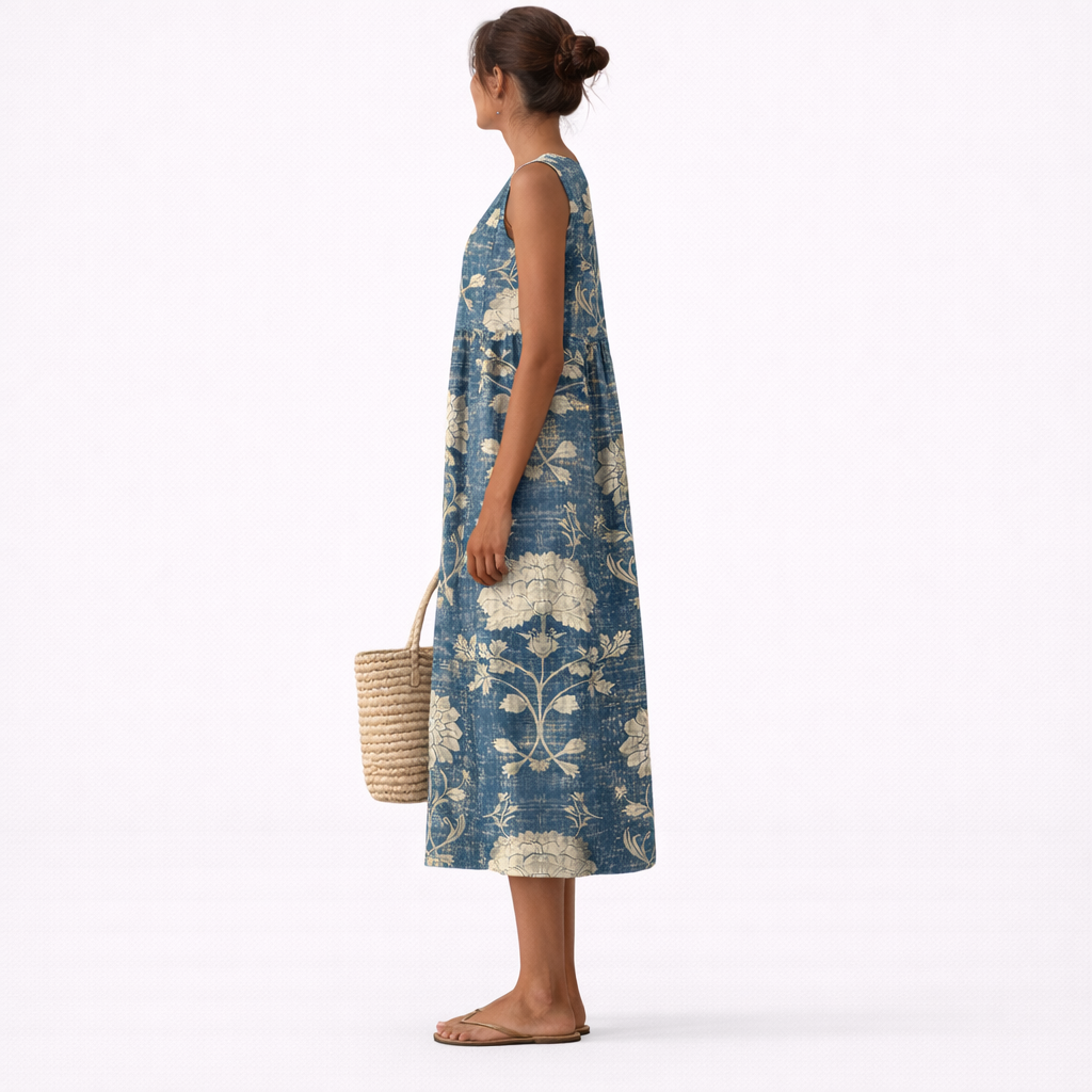 Abito midi classico Aurora con stampa floreale