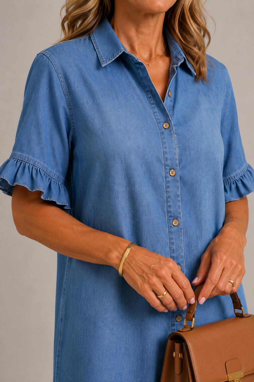 Margaux | Buttoned Dress in Denim Look
