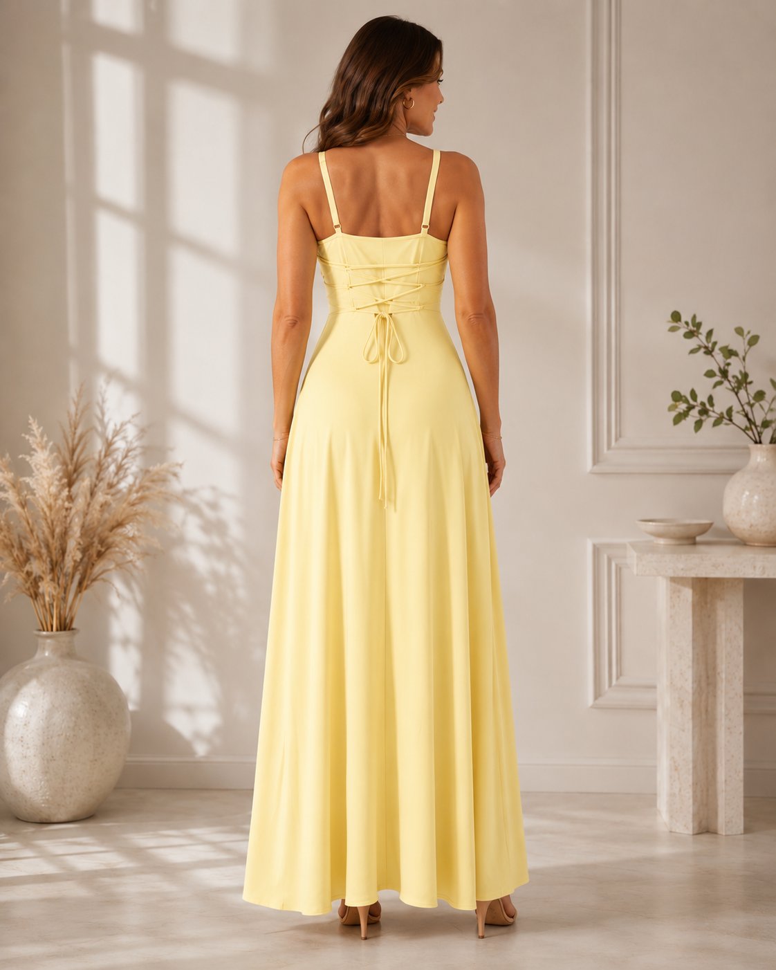 Lena | Abito Lungo con Scollo a Cascata – Lucia Toscana