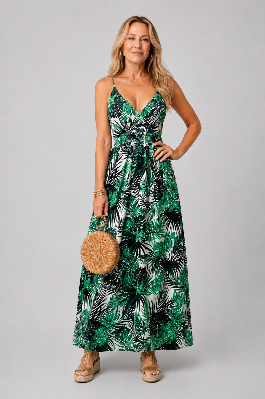 Gisèle | Floral Midi Dress with V-Neck