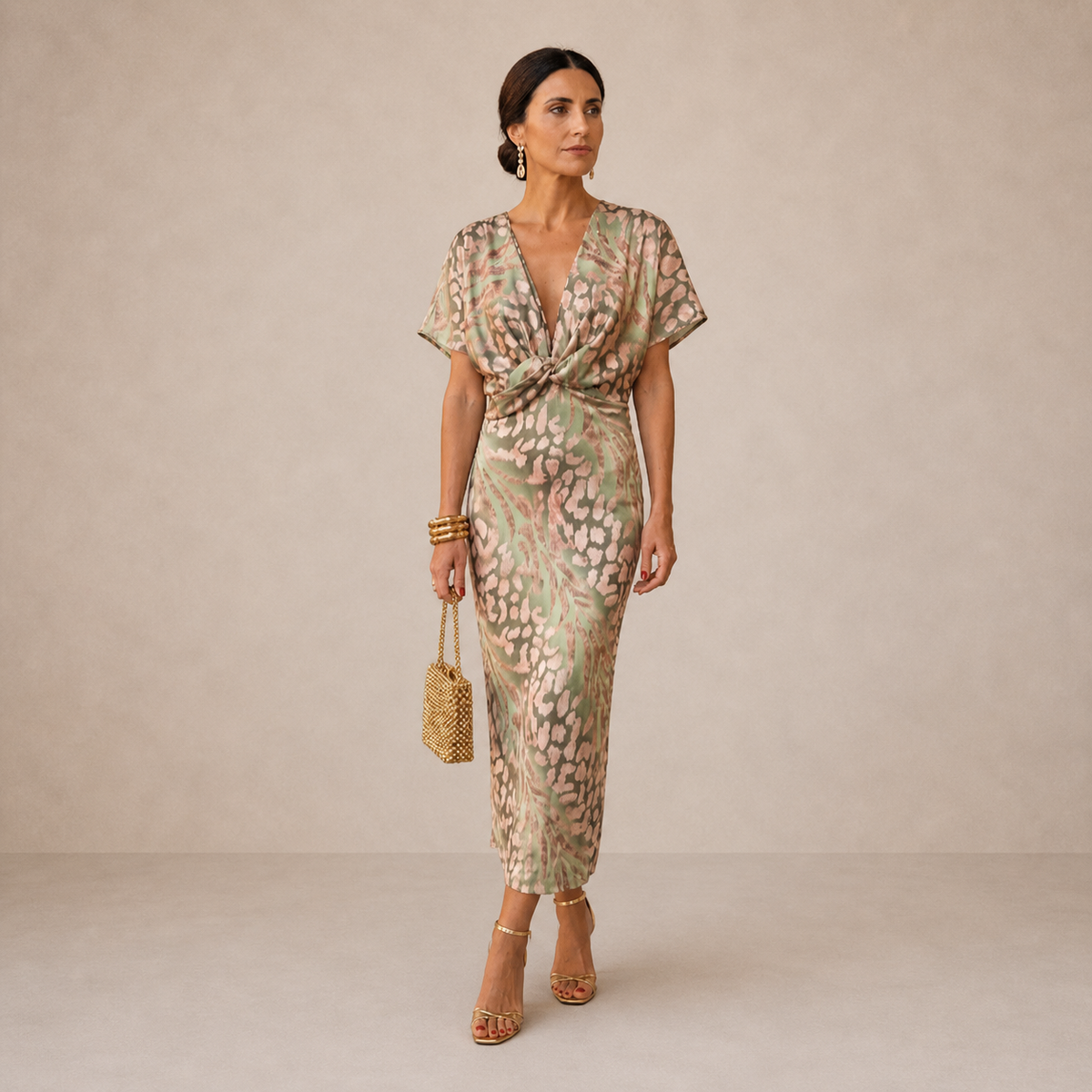Vilana | Abito Midi Incrociato Animalier – Lucia Toscana
