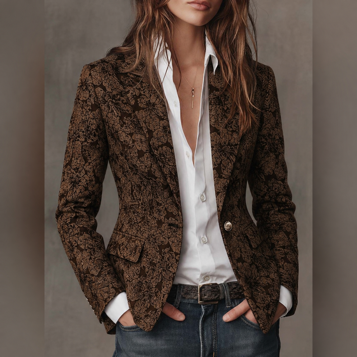 Blazer Fitted Jacquard Paisley da Donna