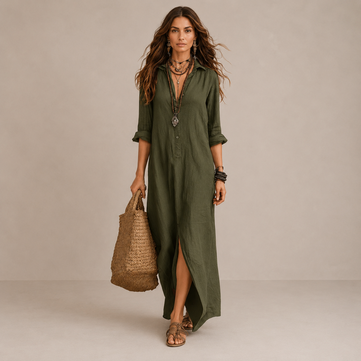 Soline | Abito Lungo Modello Camicia – Lucia Toscana